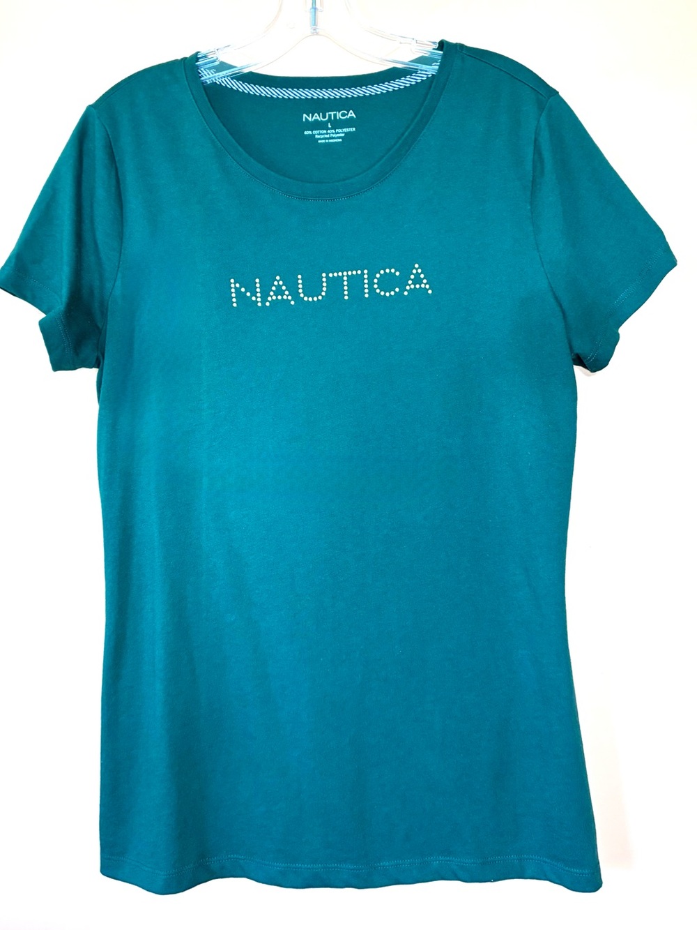 Nautica Emerald Green Short Sleeve Tee with Gold  Logo